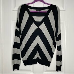 MOSSIMO Womens V Neck Drop Shoulder Dolman Sleeve Striped Sweater Top Size Small